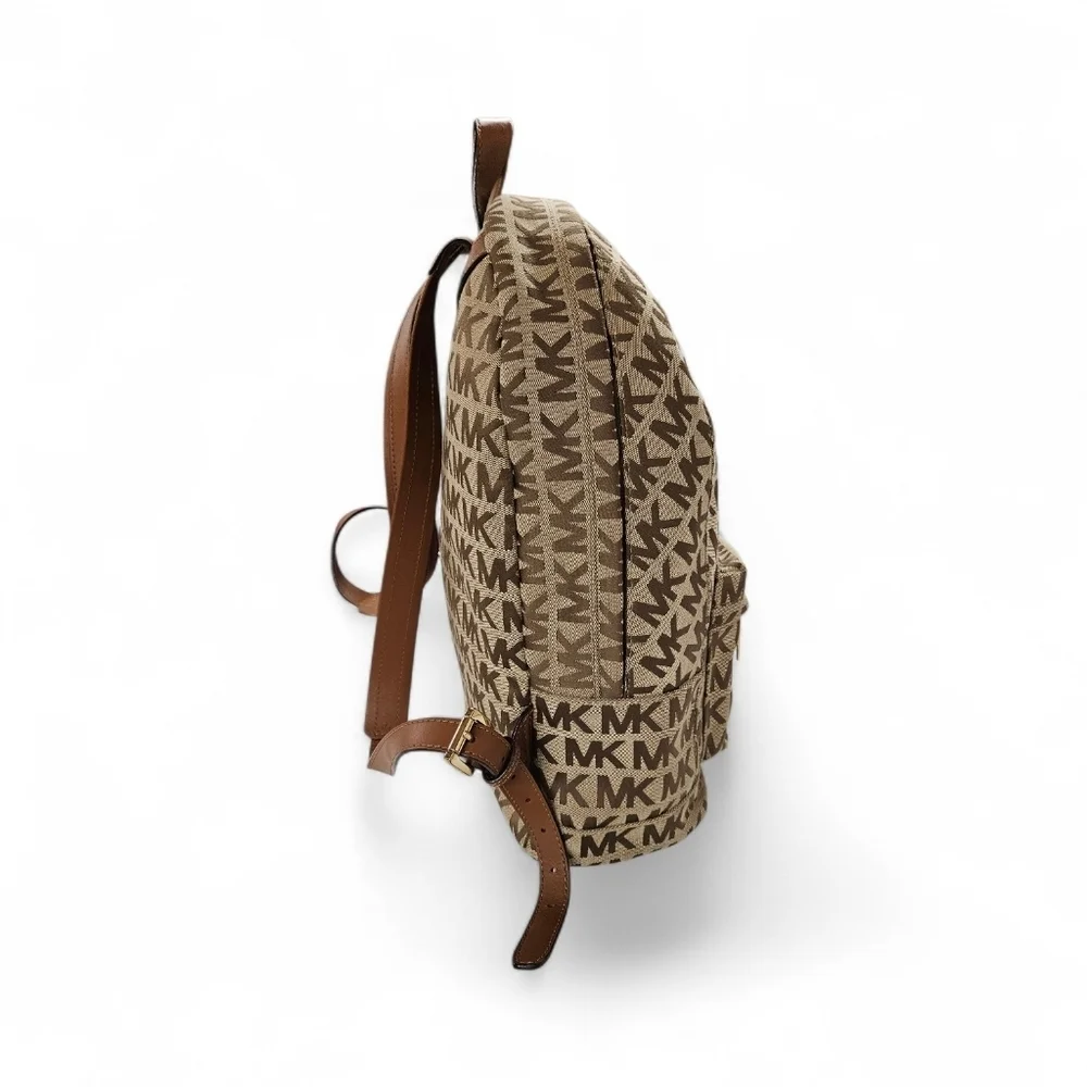 Michael Kors Jet Set Monogram Canvas And Leather Backpack In Tan And Brown